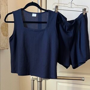 Elegant Navy Women's Tank Top & shorts set